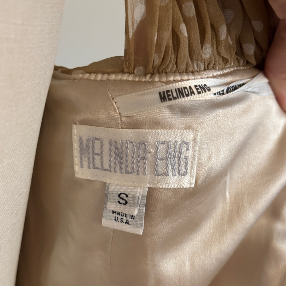 Melinda Eng Draped Scarf / Shawl Tan Polka Dot Dress - Picture 14 of 14